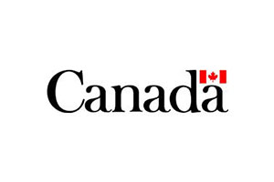 Logo for the Government of Canada. Black text reads Canada with Canadian flag on the "d"