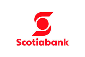 Red text reads Scotiabank with red logo and S with a circle in the centre.