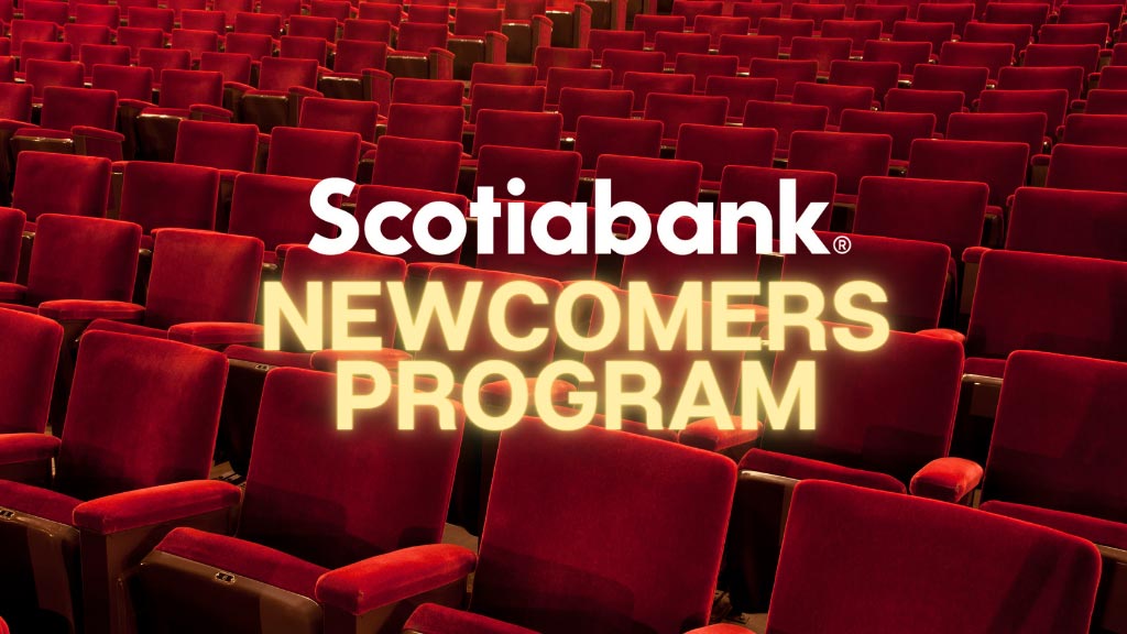 Image of red theatre seats. Text read Scotiabank Newcomers Program.